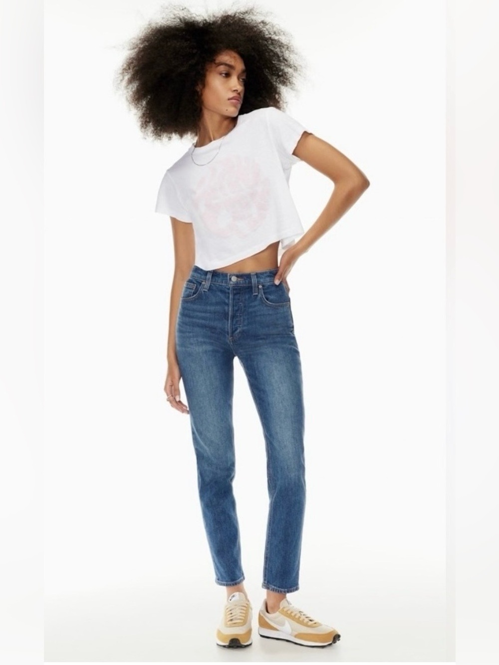 Denim Forum Yoko High-Rise Slim Jeans in Medium Blue Size 27